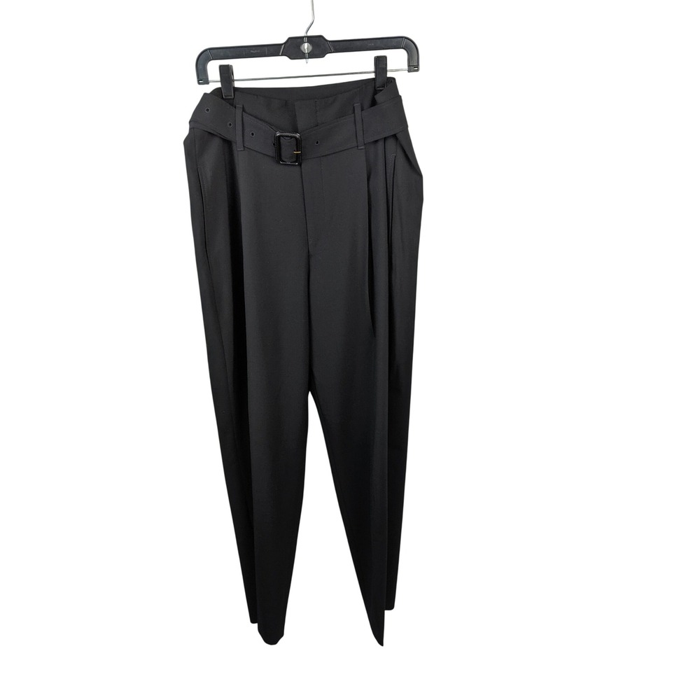 Polo Ralph Lauren‎ Wool Cashmere Belted Pleated Trousers Black Size 8